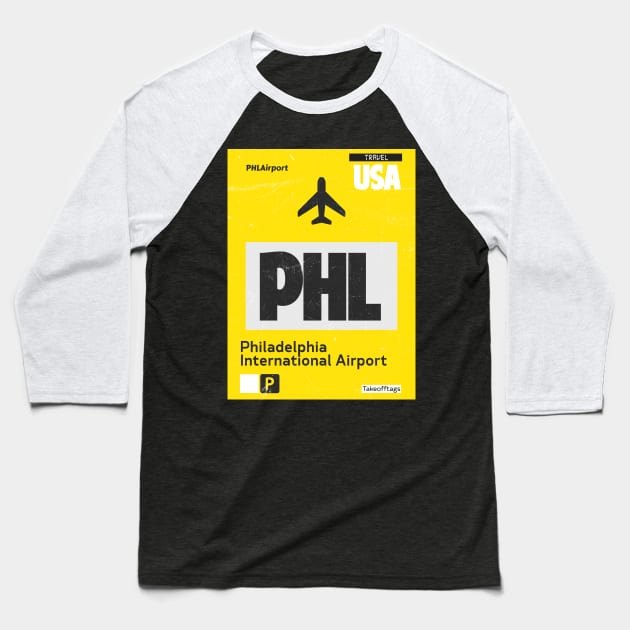 PHL Philadelphia airport yellow Baseball T-Shirt by Woohoo